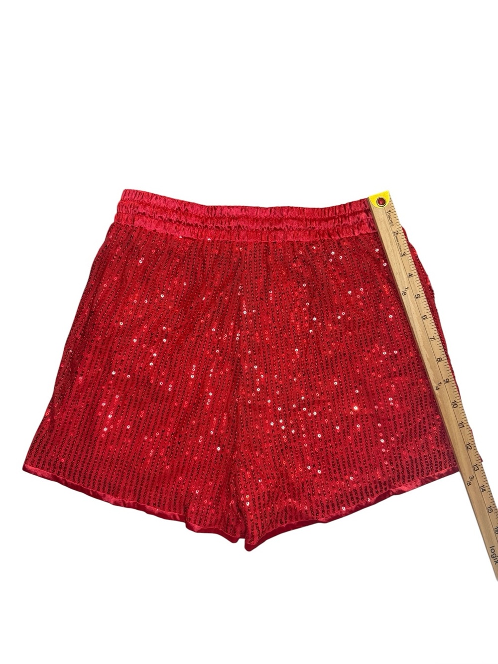 Small Red Sequin Sparkle Women's Shorts Costume Vegas Taylor Swift Going Out - Picture 7 of 8